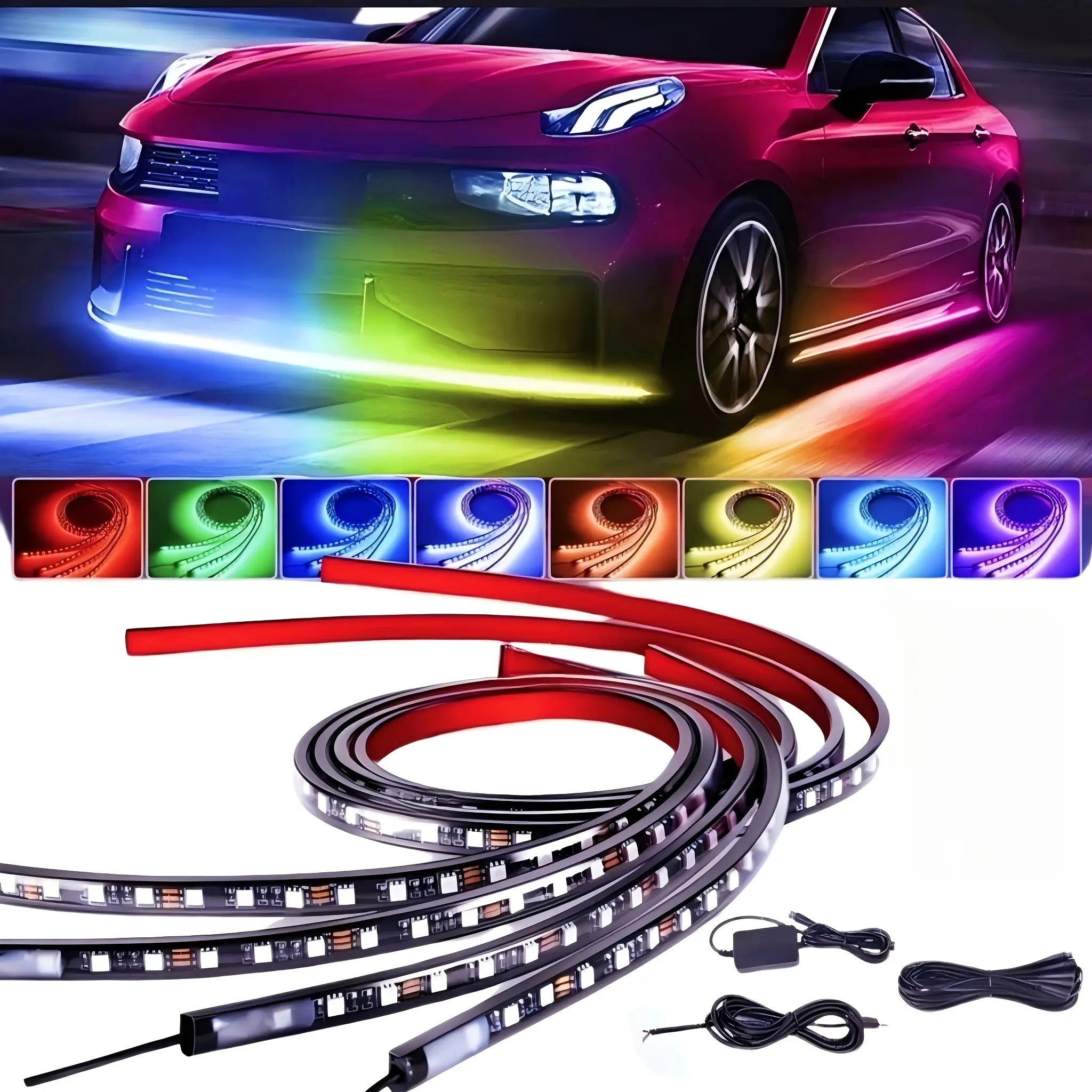 Universal RGB Underglow Light Kit for Cars, Trucks, SUVs - Remote/App Control, Music Sync, Waterproof Automotive Decorative Accessory for Night Cruises, Car Accessories, Auto Parts Accessories