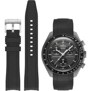 Bands for Moonswatch Watch,Curved No Gap Silicone Strap,Compatible with Omega X Swatch Moonswatch Speedmaster 20mm Watch,Swatch Omega Moonswatch Speedmaster Watch Replacement Strap for Women Men