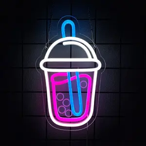 milk Tea Neon Sign, Milk Tea Neon Light Drinks Coffee Bar Shop Wall Decor Art Personalized Restaurant Welcome, Coffee Dessert Shop Bubble Boba Tea Party Office Bedroom