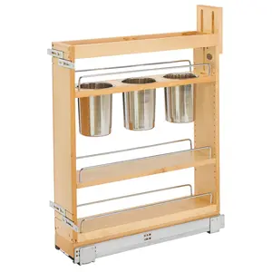 Rev-A-Shelf 5" Pull Out Kitchen Cabinet Organizer w/Utensil Holder, 448UT-BCSC5C