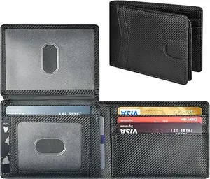 Stocking Stuffers for Men Birthday Gifts for Him Boyfriend Husband Grandpa Slim Leather Wallet Present Gifts Ideas for Christmas Anniversary Valentines Fathers Day Wallet for Men Trifold Card Holder Credit Card Case