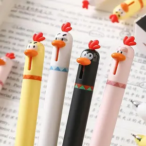 Creative Chicken Gel Ink Pens Set of 4, 0.5mm Quick Dry Click Writing Pens, Unique Design Fun Relax Office Gift Pen Christmas Present