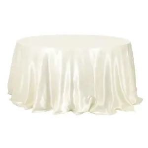 Satin 132" Round Tablecloth Ivory - Stylish Seamless Table Cover