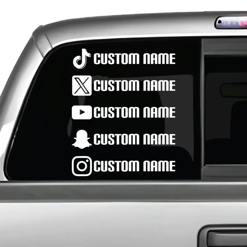 Social Media User Name 9in x 1.45in Custom Vinyl Decal for Cars, Trucks and More!