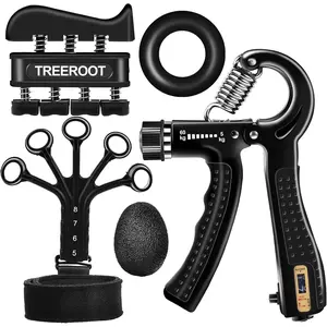 5PCS Grip Strength Trainer Kits, Hand Gripper Strengthener, Forearm Strengthener, Forearm Exerciser, Finger Exerciser, Wrist Strengthener, Stress Relief Ball, Grip Ring