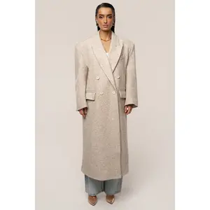 Beige Oversize Double Breasted Coat