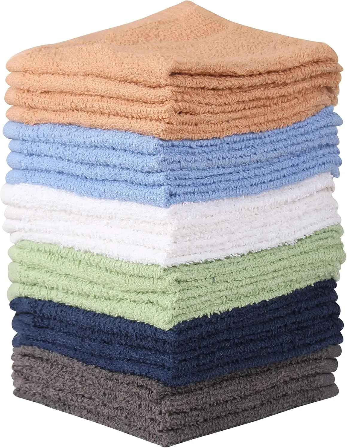 100% Cotton - 24 Pack Wash Cloth Set - Flannel Face Cloths, Highly Absorbent and Soft Feel Fingertip Towels (Multi, Pack of 24)