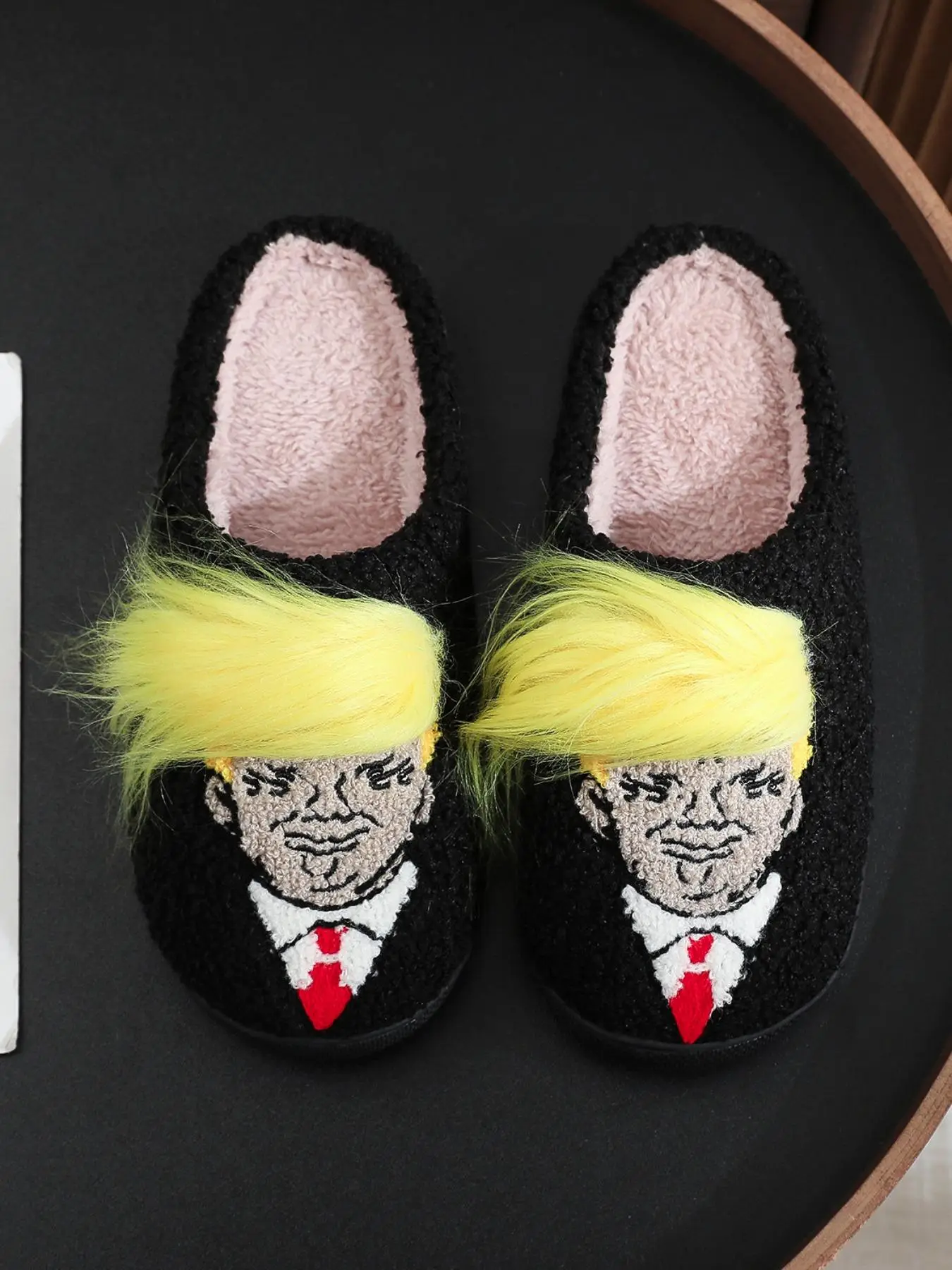 Unisex's Cartoon Face Design Plush Slippers, Casual Soft Comfortable Home Slippers, Warm Slippers for Indoor & Outdoor Use for Fall & Winter