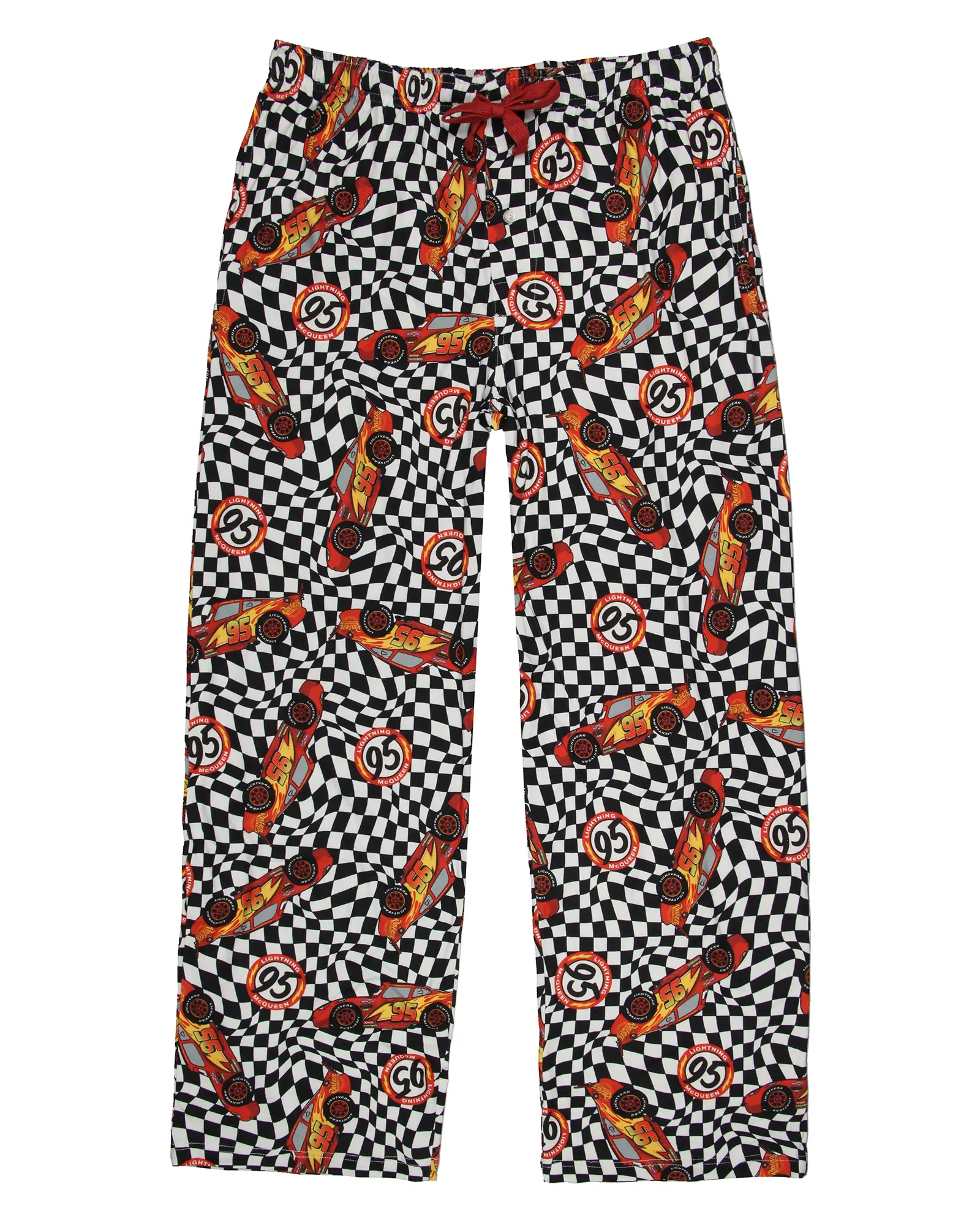 Disney Cars Pajamas Men's Lightning McQueen 95 Checkered Pajama Pants, Polyester, Menswear, Print