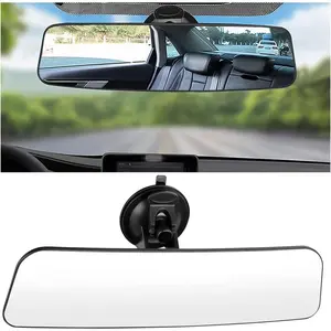 Car Rear View Mirror with Suction Cup, Anti Glare Wide Angle HD Auto Inside Rearview Mirror, 360 Degrees Adjustable Reduce Blind Spots, Universal for Vehicle, Marine, Boat, Truck, SUV, Van