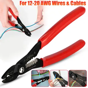 4 in 1 Wire Service Pliers - Multi Purpose Electricians Pliers,Compact Wire Stripper,Wire Crimper,Wire Cutter & Gripper,Cable Cutter Crimper,Tools for 12-20 AWG
