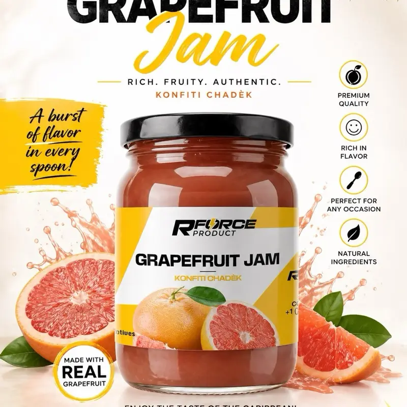 RFORCE PRODUCT LLC Grapefruit Jam - Pineapple Guava KONFITI Series Fruit Spread for Desserts