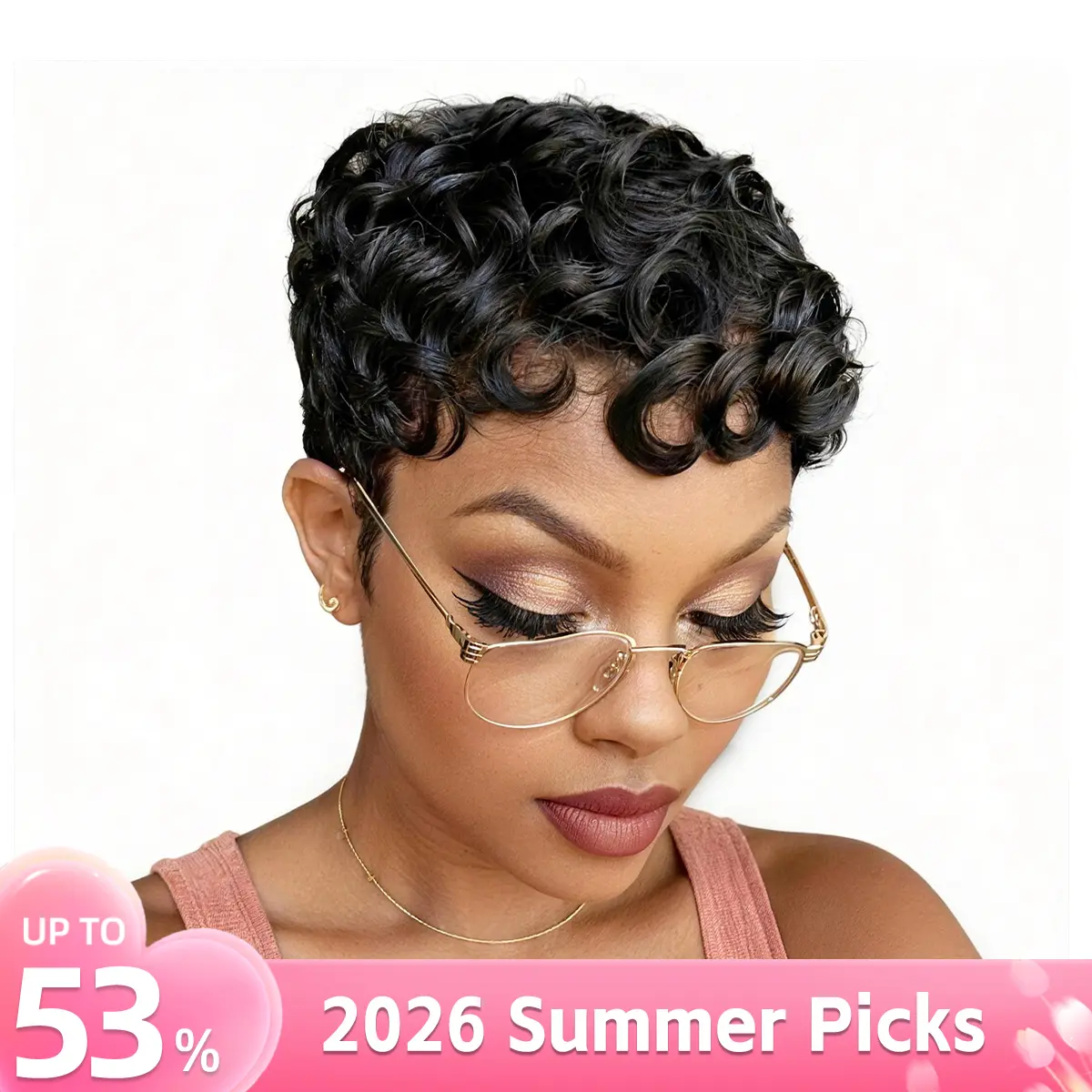 GieswyHair Wear And Go Glueless Wig  Pixie Cut Wig for Black Women Short Bomb Curly Wigs  Short Pixie Cut Wig Snug Fit Wig Stylist Friendly Wig