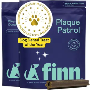 FINN Plaque Patrol for Medium and Large Dogs 2-Pack – 40 Dental Sticks for Clean Teeth, Fresh Breath & Tartar Control with Shiitake Mushroom & Parsley – Certified NASC – USA Made