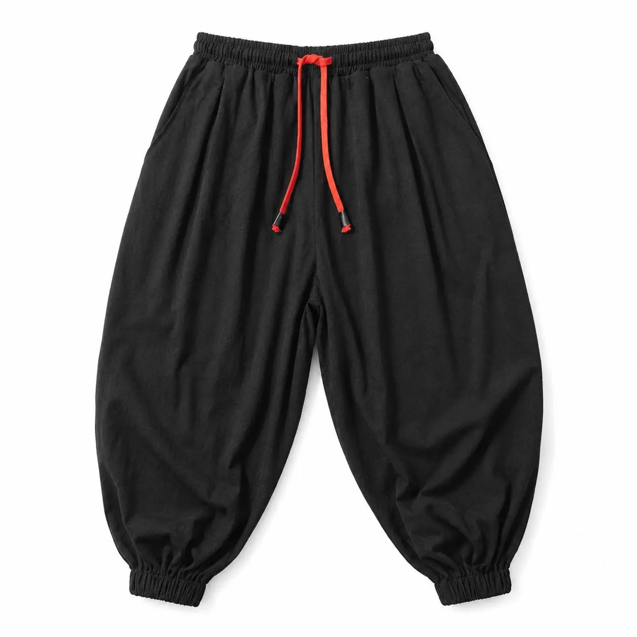 Men’s Stylish Loose Harem Pants - Baggy Balloon Trousers with Drawstring Elastic Waist, Tapered Ankle, Pockets for Casual Wear, Pair with Hoodie or T-Shirt, Menswear, Balloon Shape