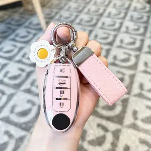 for Nissan Key Fob Cover Car Key Fob Case Shell Fit for Nissan Rogue Altima Sentra Pathfinder Titan Murano Kicks Versa Armada Leaf Smart Key Car Accessories Protector