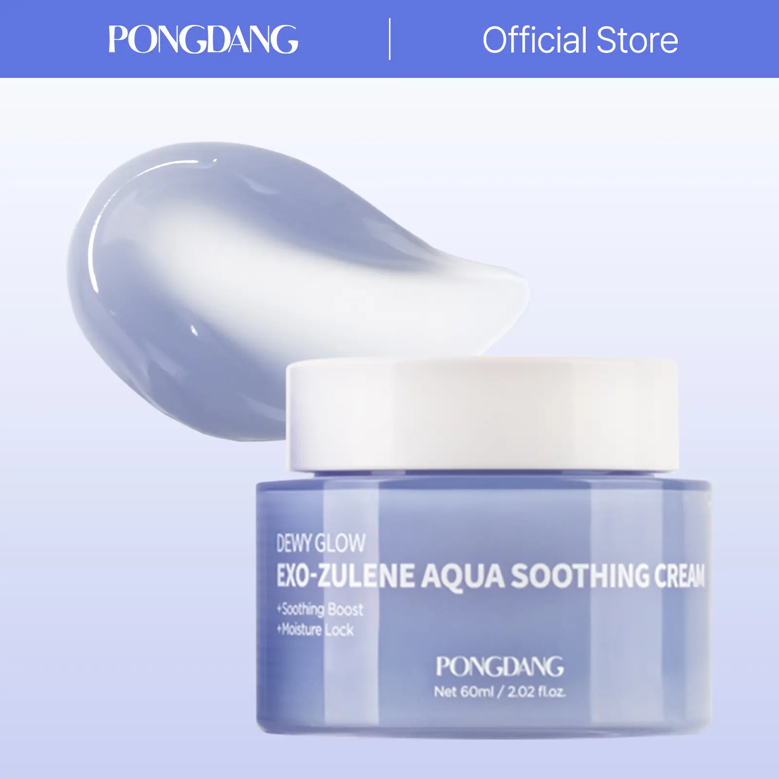 [PONGDANG] Dewy Glow Exo-Zulene Aqua Soothing Gel Cream (2.02 fl.oz/60ml) - Niacinamide Rich Regular Edition Korean Skincare, Lightweight Daily Sunscreen Moisturizer for Sensitive Skin, Soothes, Softens, Radiance, Uneven Tone, Facial Massage Use, Soothes