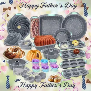 71/46/25-Piece Silicone Baking Set, Non-Stick Kitchen Baking Trays, Includes Cake Pan, Chiffon Cake Pan, Donut Pan, Charlotte Cake Pan, Square Cake Pan, and Loaf Cake Pan. Dishwasher and oven safe，Mother’s Day Gift.  Mother's Day Gifts，SummerVibes Cupcake