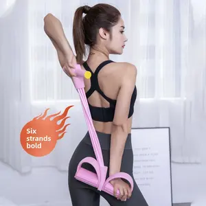 ✅ Four-Tube Six-Tube Foot Pedal Resistance Band Shoulder Opener Back Beauty Sit-Up Aid Yoga Fitness Resistance Rope