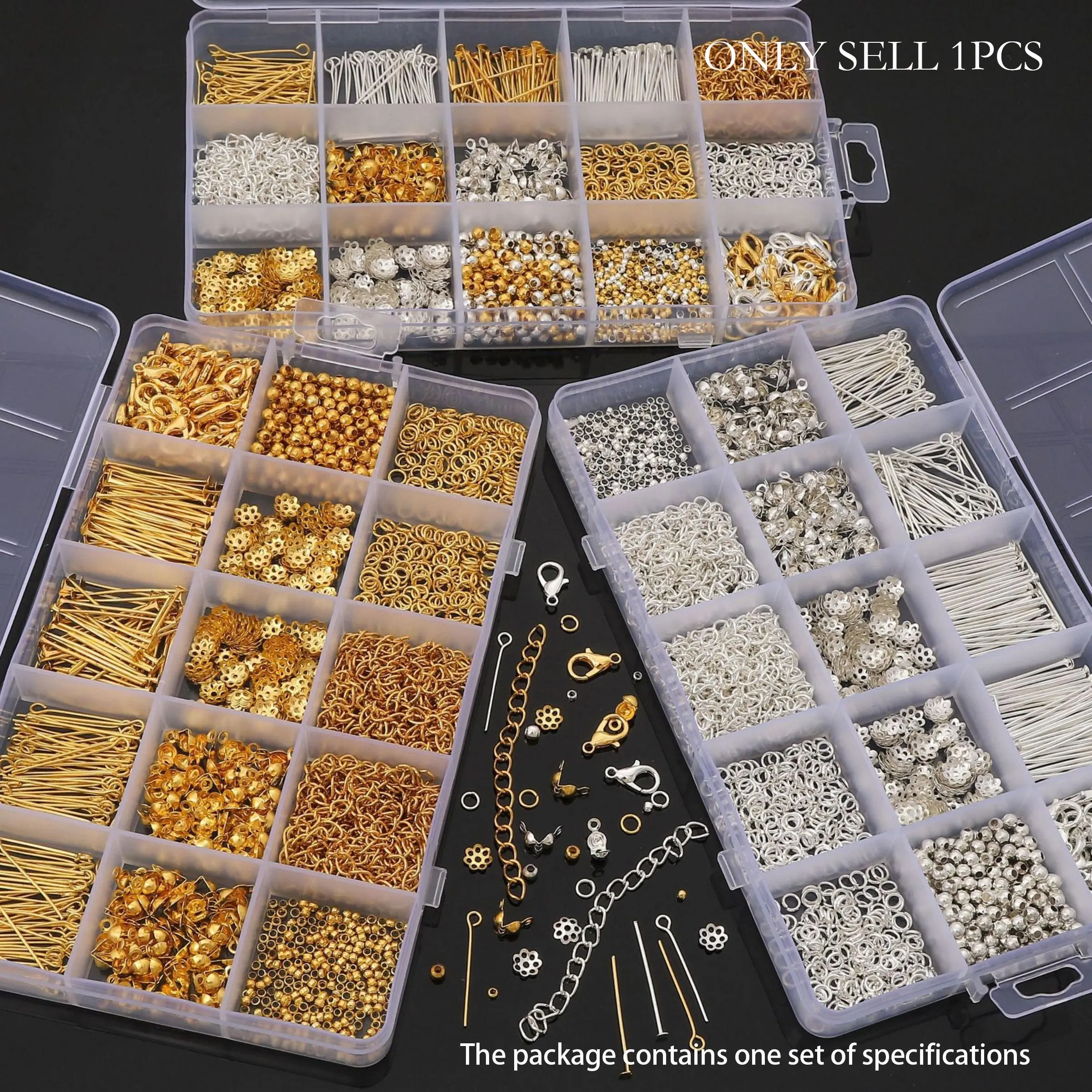 1 set of Metal DIY Tool Material Package,Jewelry Making Supplies,Keychain Chain Chain T-Shaped Needle Lobster Buckle Opening Ring,Used for DIY Personalized Charms Accessories, Charm Accessory, Charm Chains, Diy With Charms
