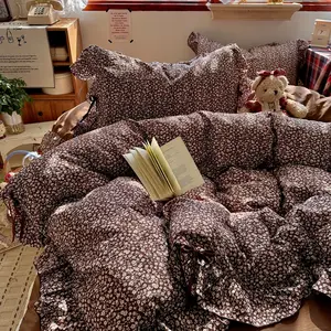 Vintage French Print Soft Bedding Set, Includes 1duvet cover and 2 Pillowcases,no insert, Breathable Fabric, All Seasons, Perfect Gift