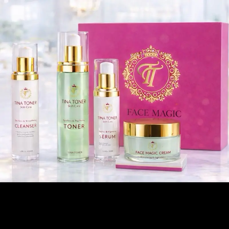 TTONE Face Magic 4 Pc Skincare Set Cleanse, Tone, Serum & Cream Routine