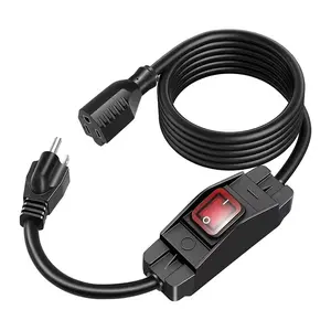 2 Meter Extension Cord with 308 Switch, 1250w/10a 3-Plug, 18/3 Sjtw Indoor/outdoor Use (), Extension Cable