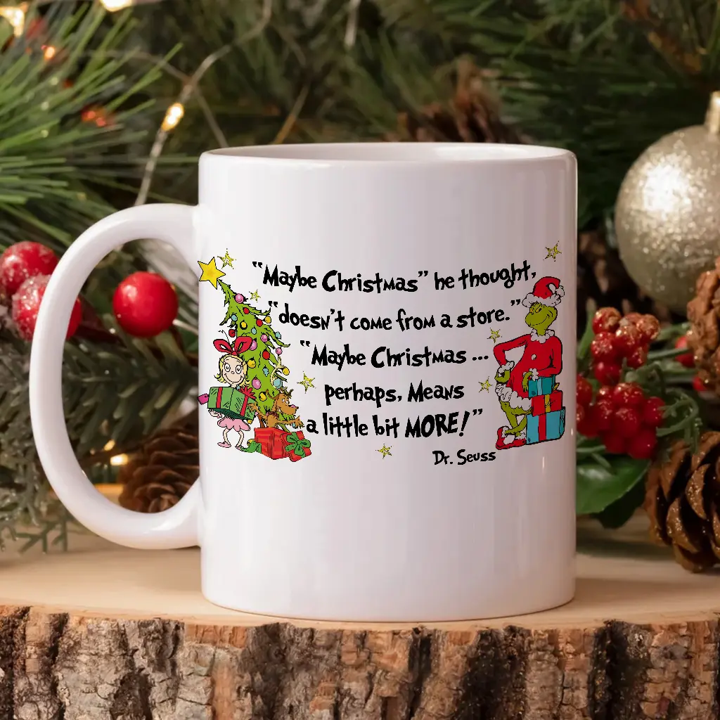 G.rinch Maybe Christmas Coffee Mugs 11oz & 15oz - Cozy Up This Holiday Season