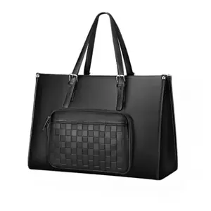 Laptop Tote Bag with Insulated Lunch Compartment, Large Capacity PU Briefcase, Multi-functional Storage Bag for Home Office