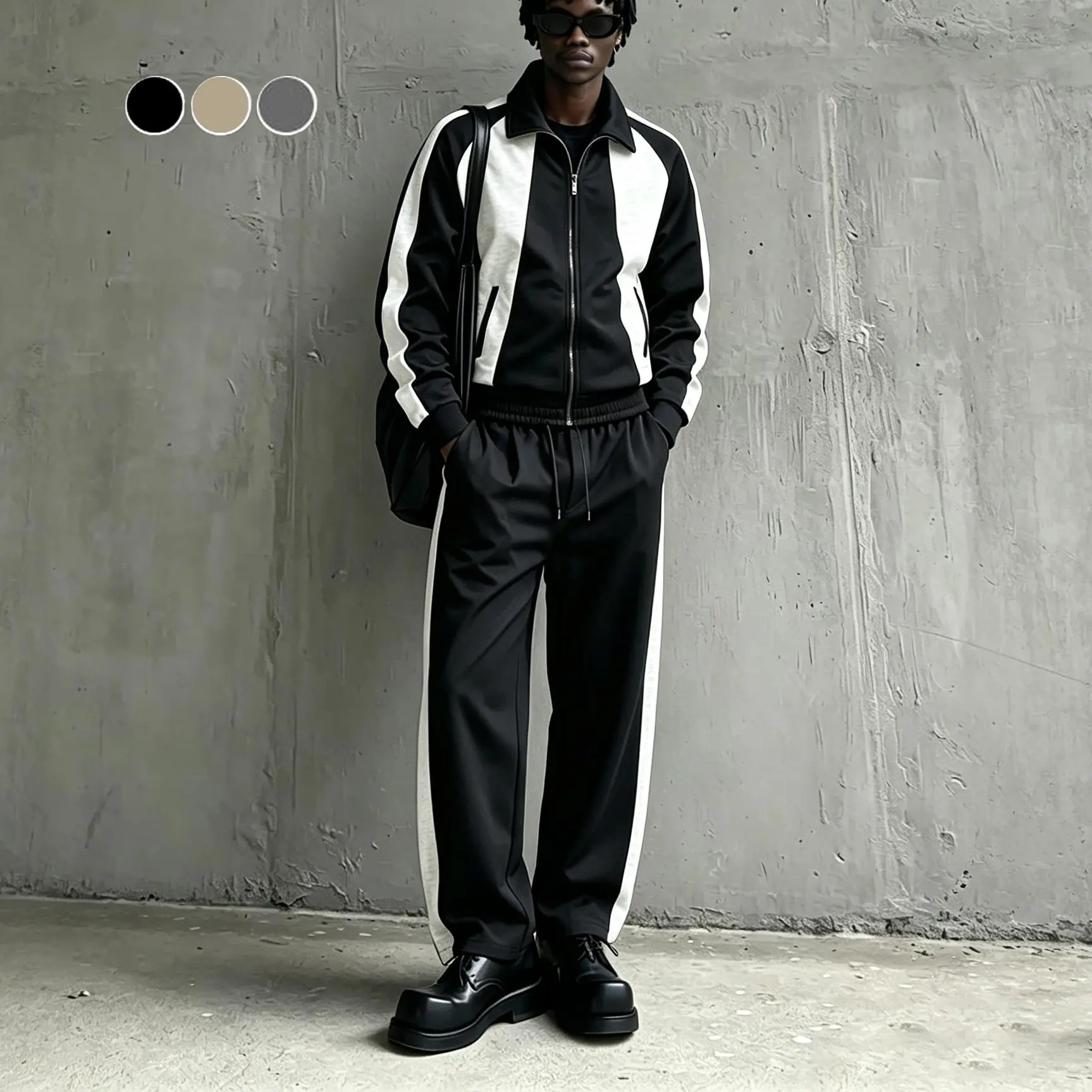 Men's fashionable and casual contrasting color suit, loose pendant fabric, windproof stand-up collar design, American retro style, daily going out on the street, commuting adaptation, outdoor riding, sports, and dating wear, it is the perfect choice for h