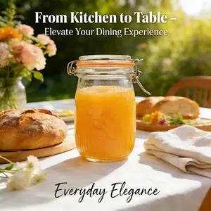 6-Pack 32oz Wide Mouth Airtight Mason Jars – Vintage Clamp Lid Glass Storage Jars for Pantry, Coffee, Beans, Food Preservation & Tabletop Decor, Food-Grade Dishwasher Safe