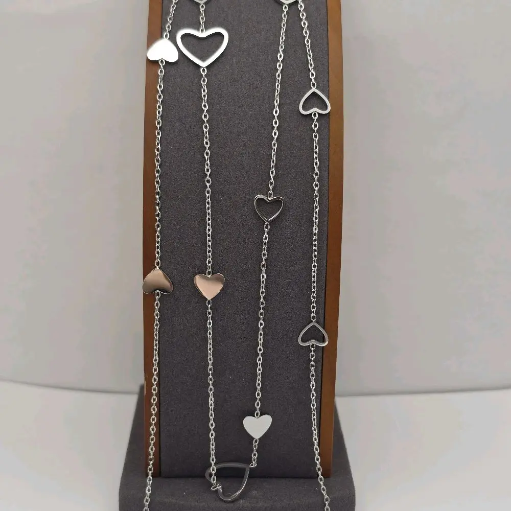 Hearts long necklace beautiful style fashion design  color stainless steel