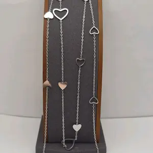 Hearts long necklace beautiful style fashion design  color stainless steel