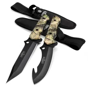 #JumpstartSale #BlackFriday Mossy Oak Fixed Knife Set - 2 Pack, Full Tang Handle Straight Edge and Gut Hook Blades Game Processing Knife, Sheath Included