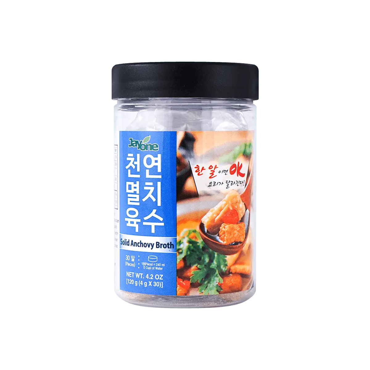 JAYONE Korean Anchovy Broth Concentrate Tablets - 30ct 120g, Natural Umami Flavor Enhancer for Soups, Stews & Cooking