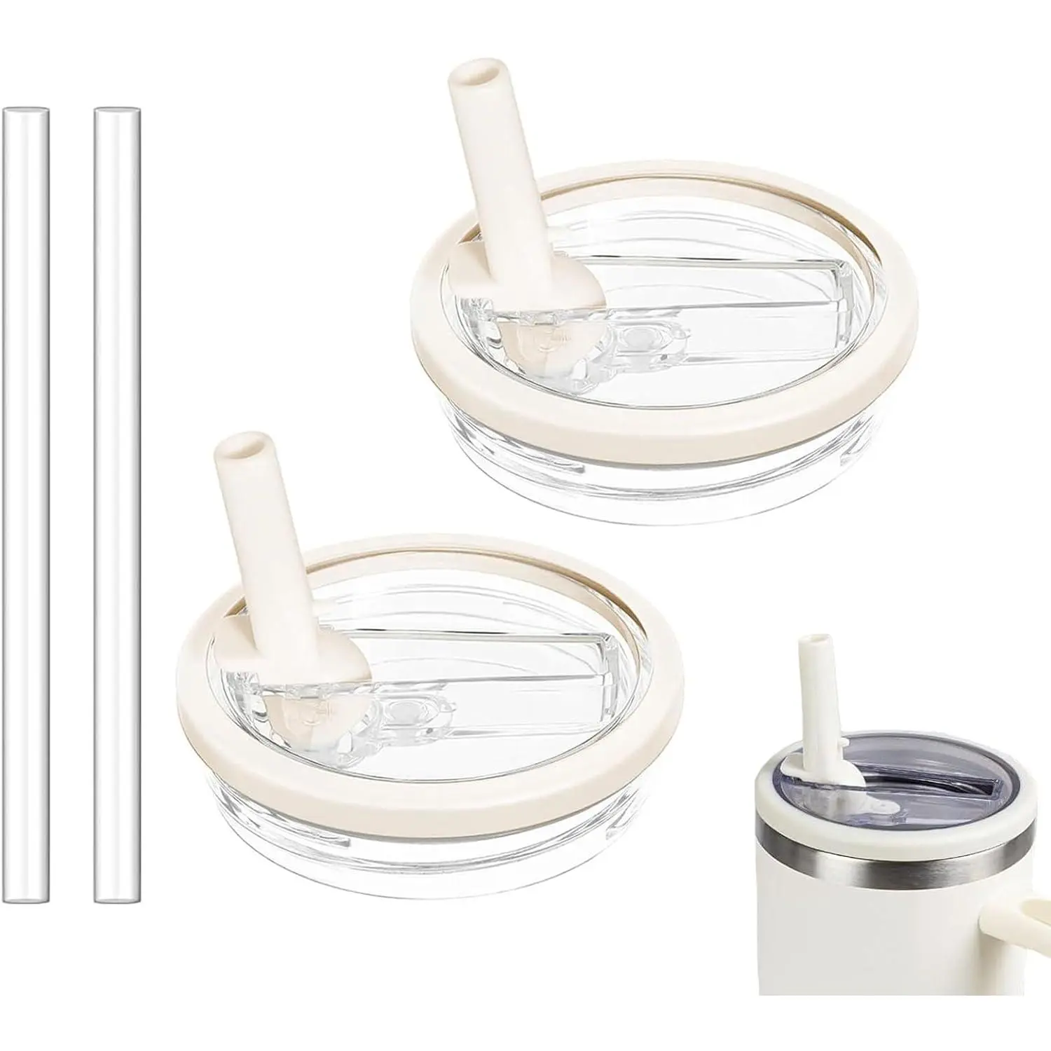 2 Pack 30 oz Tumbler Flip Straw Lid Replacement Compatible for  Quencher, Leak Proof Lid Replacement for 30 OZ  H2.0 FlowState Tumbler,Spill Proof Splash  ( White)
