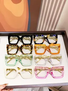 8pcs Oversized Fashion Glasses, Elegant Vintage Ultra-Light Design, Unisex Style, Perfect for Women Daily Wear and Outdoor Activities, Bluelight Fashion Glasses