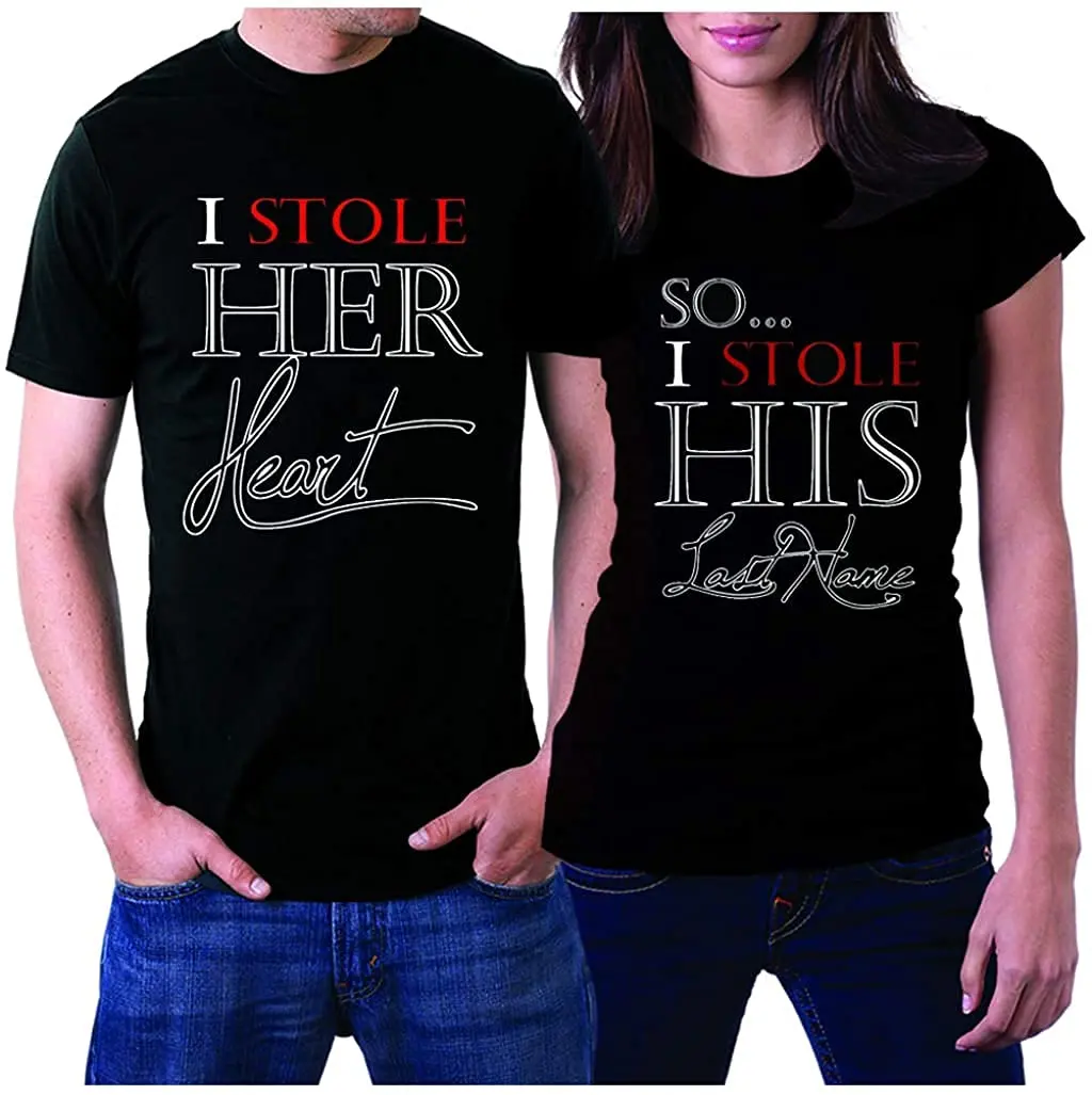 Matching Shirts for Couples, For Husband & Wife Anniversary, Wedding, Honeymoon T‑Shirts Gift