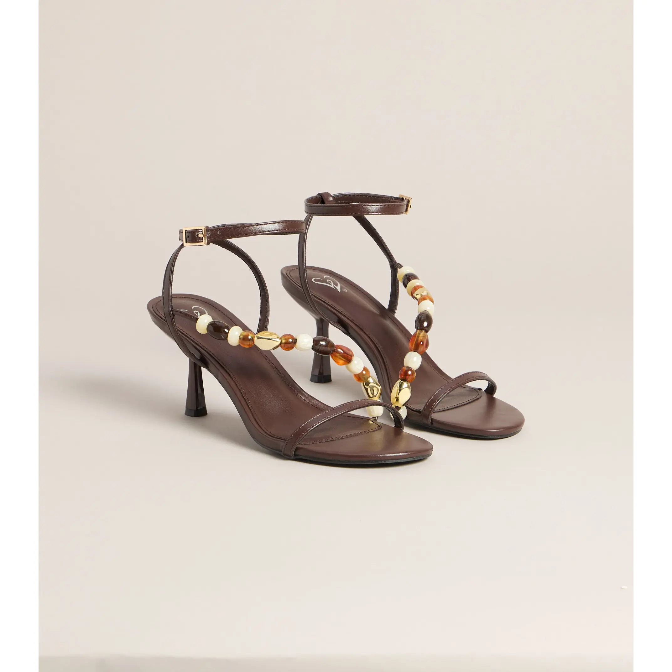 Vacation Glow Beaded Stiletto Heel Sandals