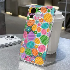 Easter Eggs Colorful TPU Pattern Phone Case for iPhone 15 16 14 Pro Max 13 12 11 XR XS Plus Non-Yellowing Drop Protection Transparent Silicone Cover Cellphone Protective