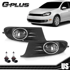 Fit For 10-14 VW MK6 Golf/TDI Jetta Sportwagen Fog Lights Driving Lamps+Bezel