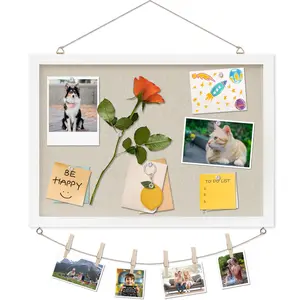 Cork Board with Linen White,Bulletin Board Hanging Corkboards for Office Home School Message Plank or Vision Plank Decoration