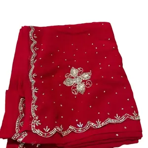 Red Color Georgette Saree with Blouse - Traditional Design, Comfortable Fit, Ideal for Special Occasions - Dress