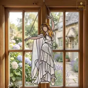 Queen of Rock Dancing Spinner Acrylic Suncatcher, Vintage 90s Inspired Window Hanging Ornaments