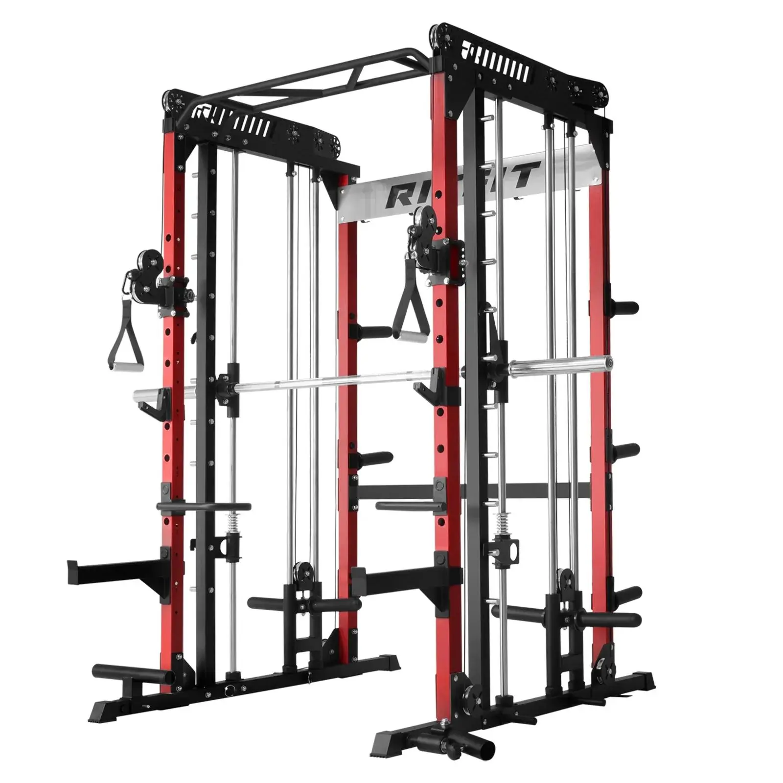 RITFIT M1 Pro/2.0 Multi-Functional Smith Machine Home Gym Rack, Modern Steel Frame, Powerful Storage System, Smooth Cable Crossover System, Lat Pulldown Machine for Strength Training, At Home Gym Equipment,summerwins