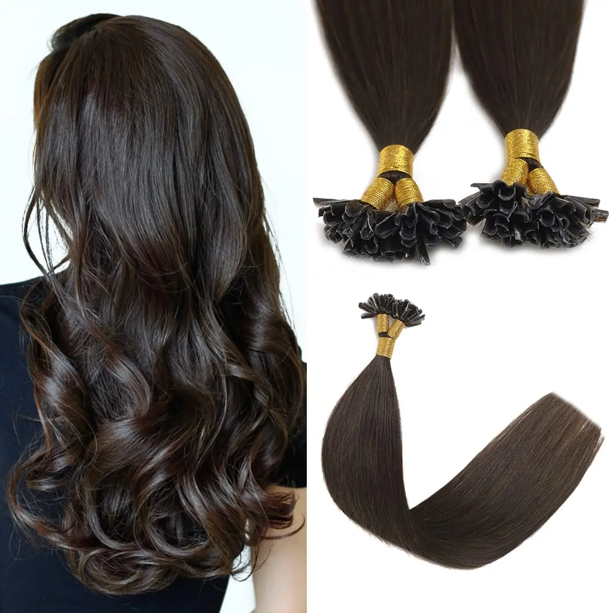 Sindra Utip Hair Extensions Hot Fusion Prebonded Hair Extensions 14-20inch 40g/pack 50g/pack from Jet Black to Platinum Blonde Chocolate Brown Human Hair Extensions