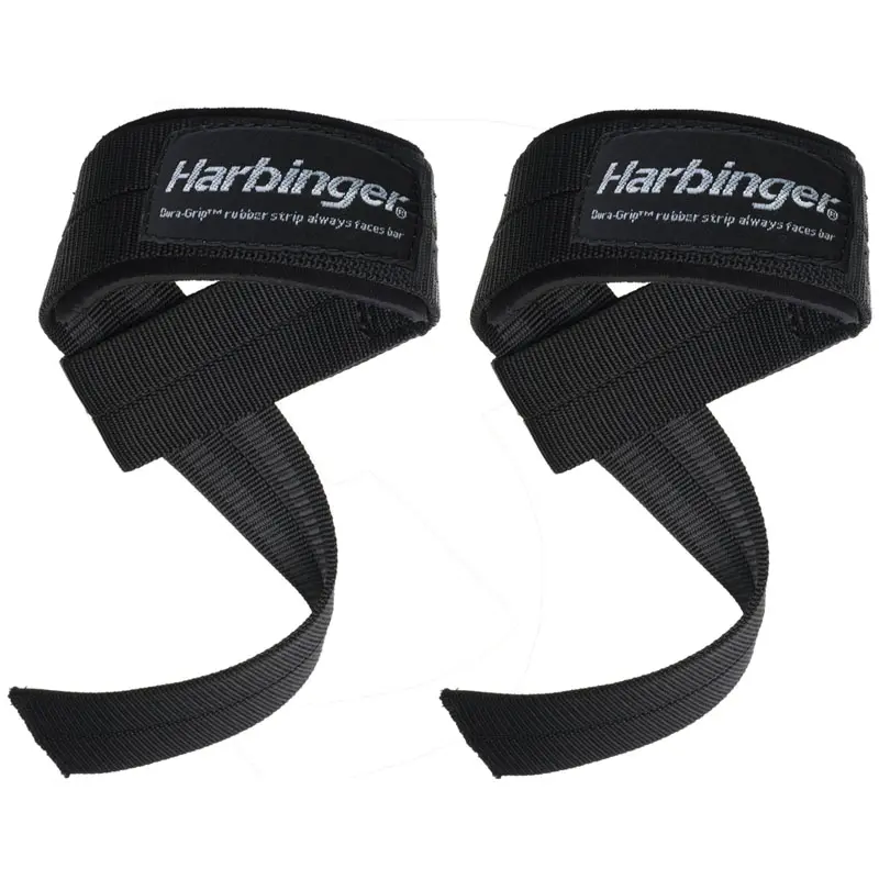 Harbinger Big Grip Padded Lifting Straps, Heavy Duty Nylon with No-Slip Dura-Grip Rubber, Extended Length Wrist Strap for Deadlifts & Fitness Training, Deadlift Straps