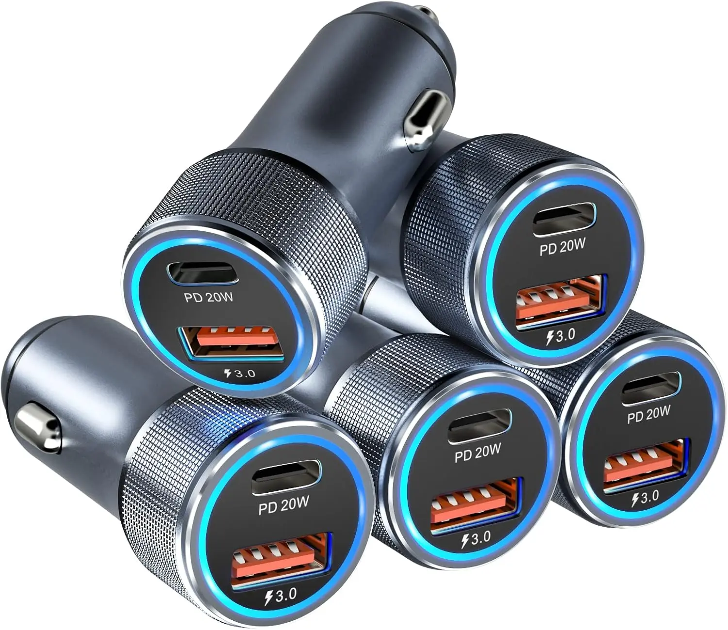 5 Pack USB C Car Charger, 36W Dual USB Car Adapter Fast Charge PD&QC 3.0 Cigarette Lighter USB Charger Compatible iPhone 15 14 13 12 11 Pro Max SE,iPad,Samung S24/S21/S20, Pixel(Grey)