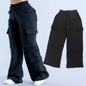 Women's Jogger Straight Trousers Trendy Sports Pants Cargo Pants Multiple Pockets Women Loose Low Waist Wide Leg Pants