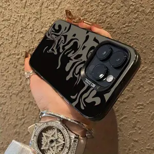 Black and white interwoven fluid texture visual fluidity suitable for iPhone 17 16 15 14 13 12 11 PRO MAX PLUS,AIR and iPhone XR XS MAX 7 8Plus 16E SE, anti slip business fashion personality, holiday gifts, fluid art, visual impact